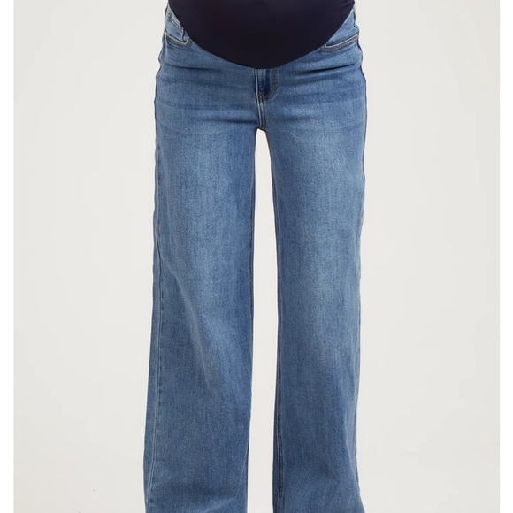 Pinkblush Blue Wide Leg Maternity Jeans - Picture 5 of 7